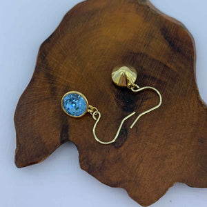 blue crystal gold drop earrings