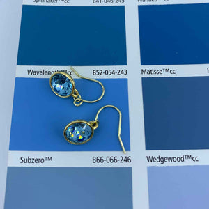 blue crystal gold drop earrings