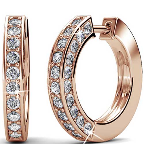 rose gold crystal earring huggie