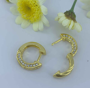 FRENELLE Jewellery yellow gold huggie crystal earrings