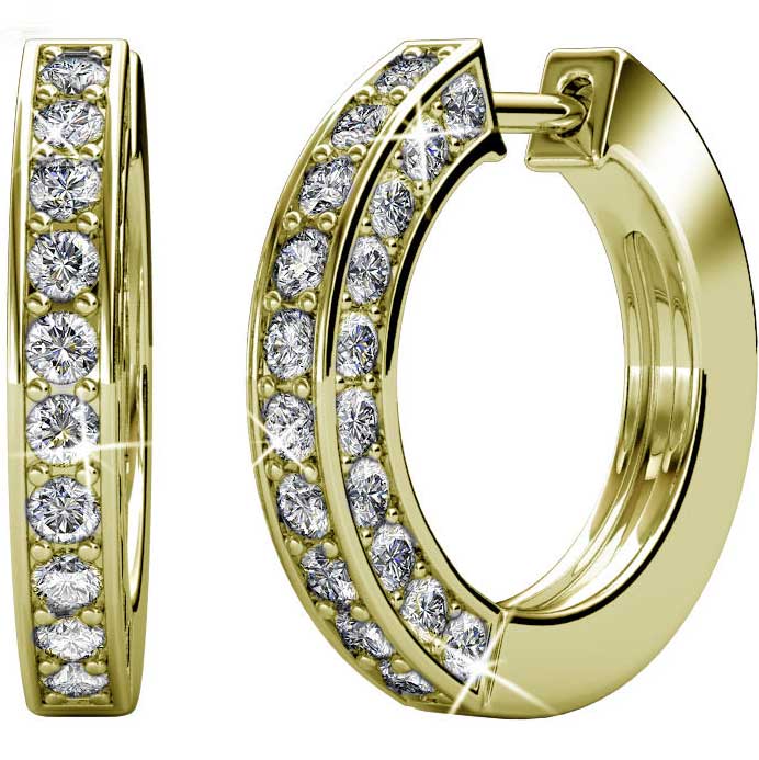 18K Gold hoop huggie earring