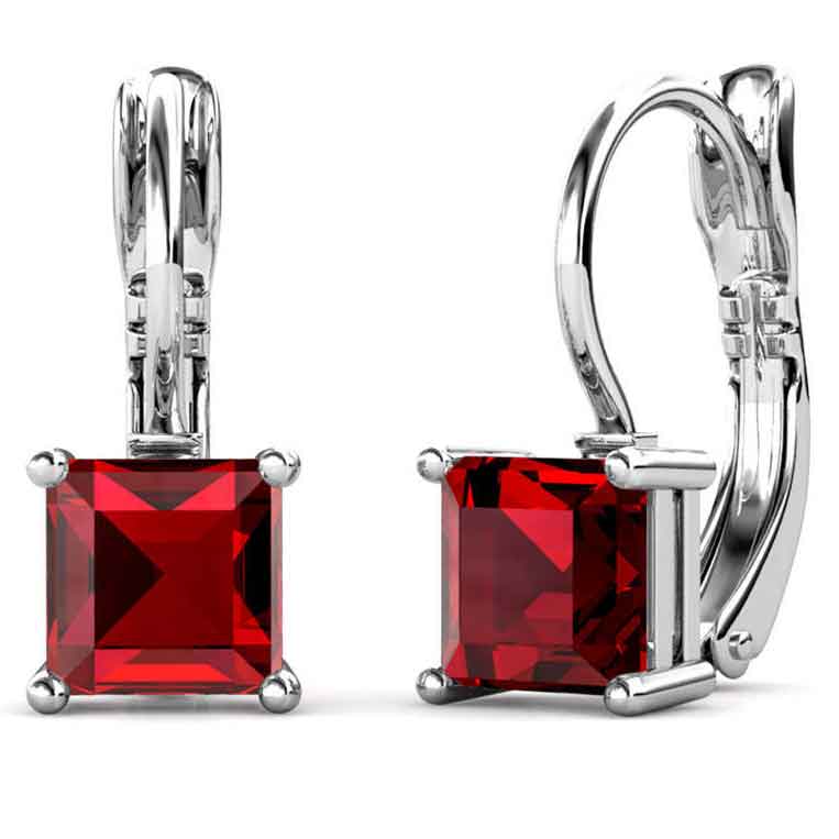 silver red earrings