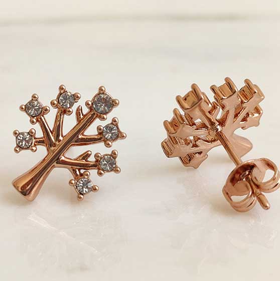 rose gold earrings tree of life jewellery