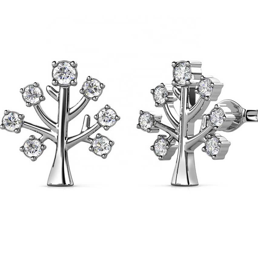 tree of life crystal silver jewellery set
