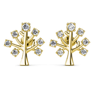 Gold stud earrings tree of life