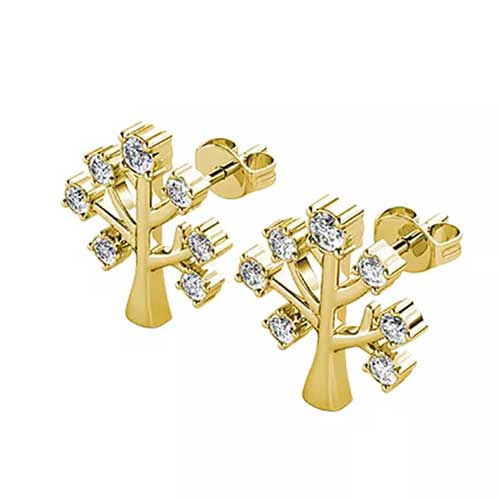 Gold stud earrings tree of life
