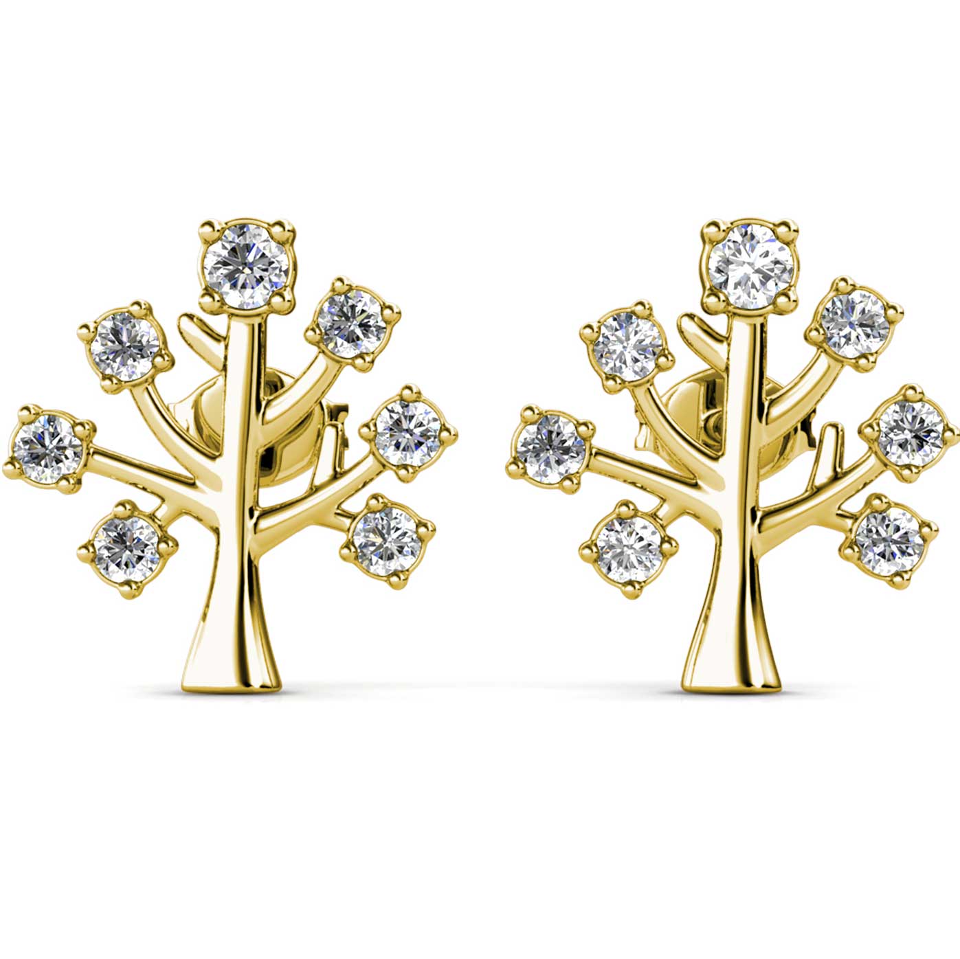 Gold stud earrings tree of life