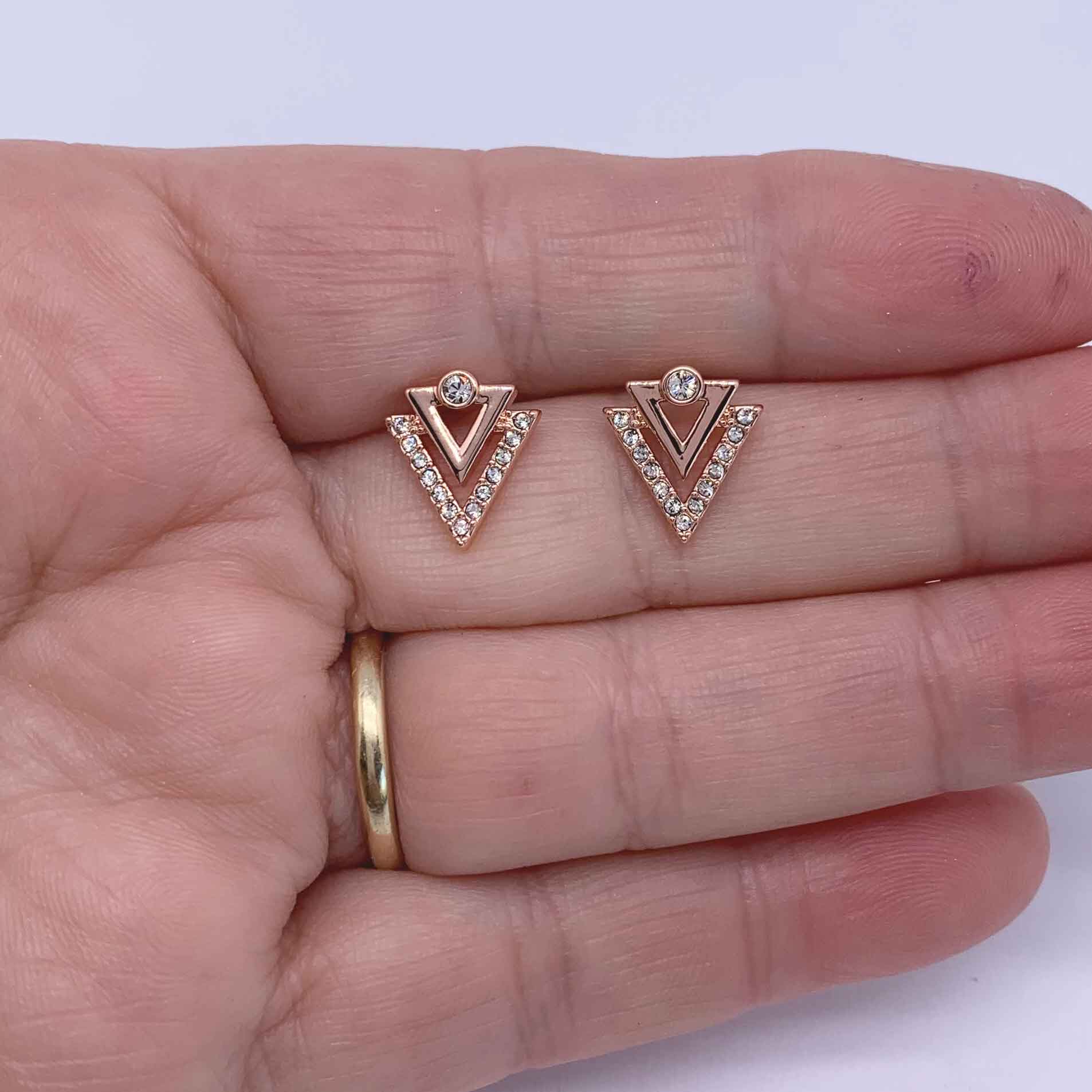 Rose gold sales geometric earrings