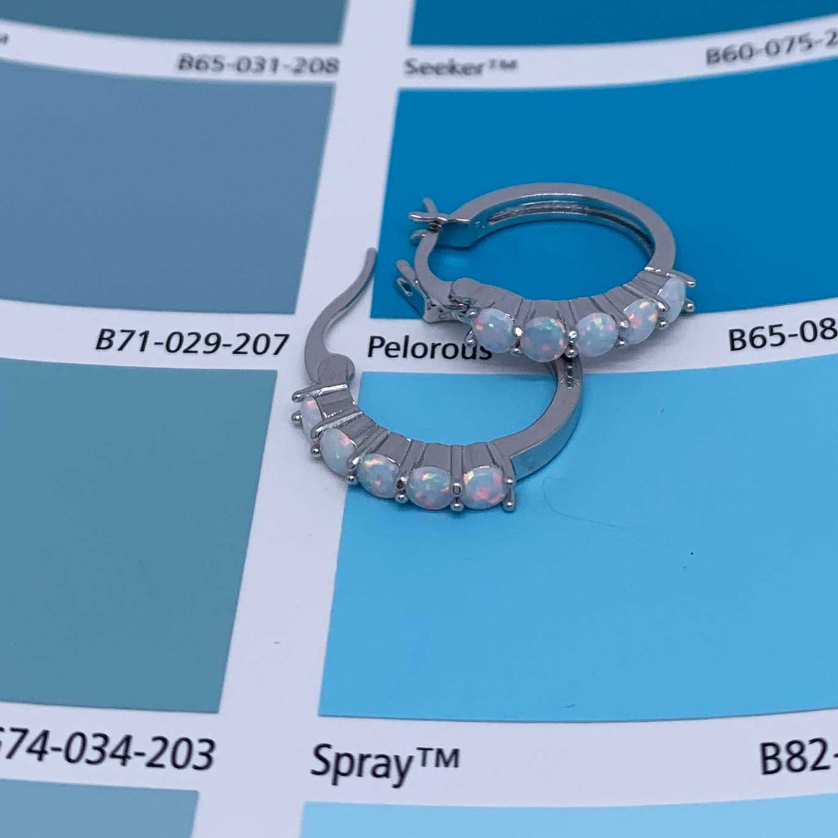 silver hoop opal earrings jewellery for women nz