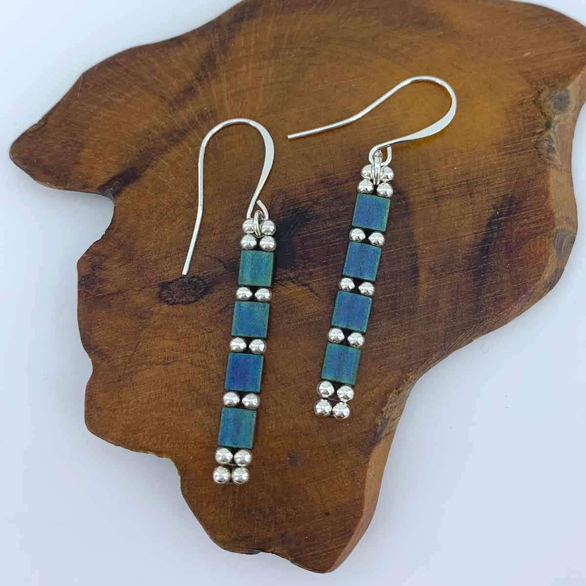 tropez tila bead earrings silver