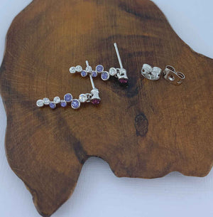 purple pink crystal drop earrings jewellery