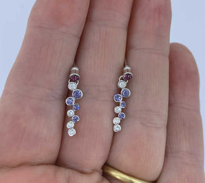 purple pink crystal drop earrings jewellery