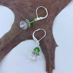 green crystal silver earrings jewellery