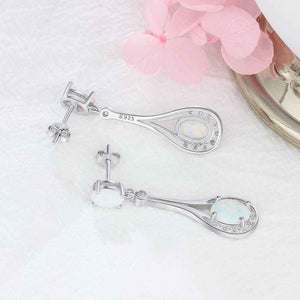 white opal silver drop earrings S925