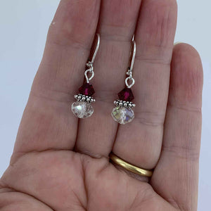 silver red crystal earring frenelle
