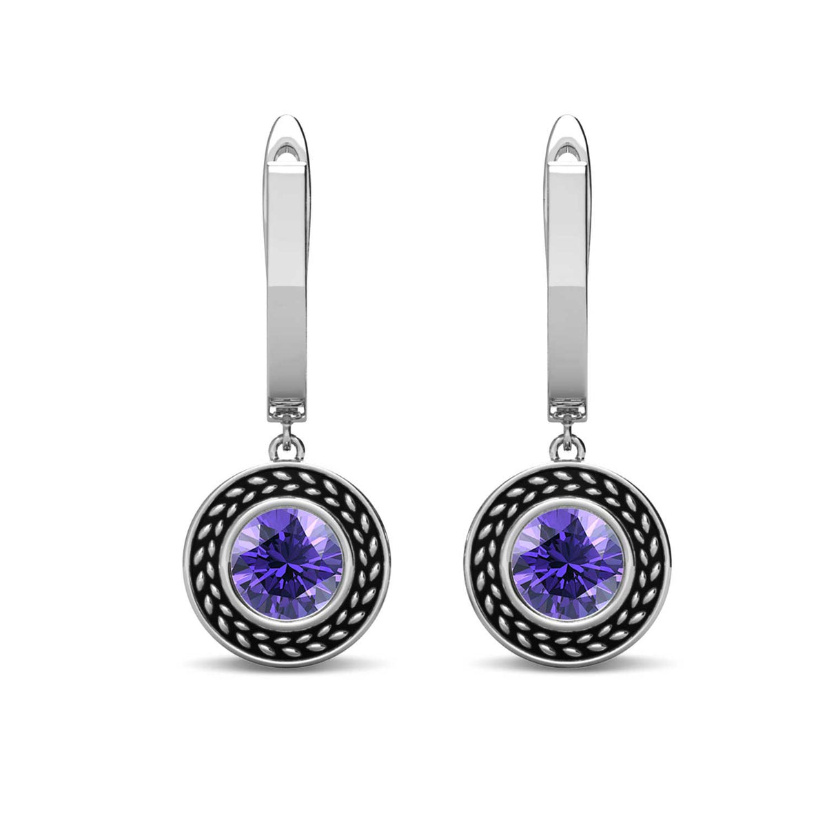 jewellery set silver amethyst swarovski