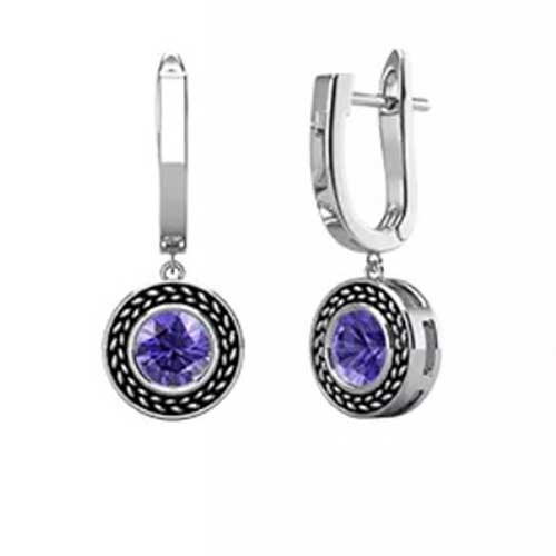 jewellery set silver amethyst swarovski