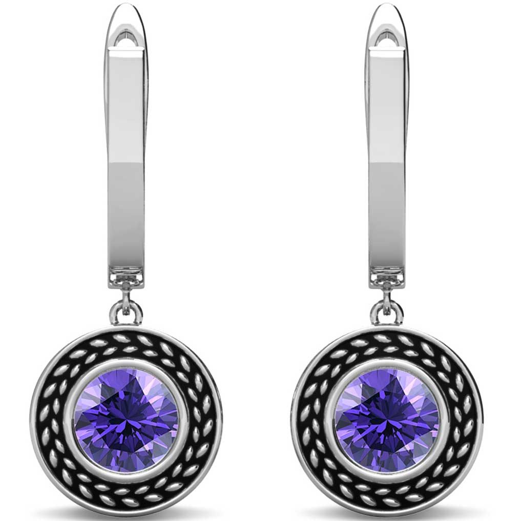 jewellery set silver amethyst swarovski