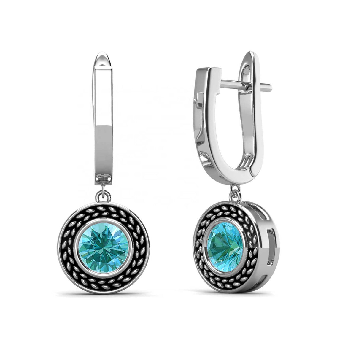 jewellery set silver aqua swarovski