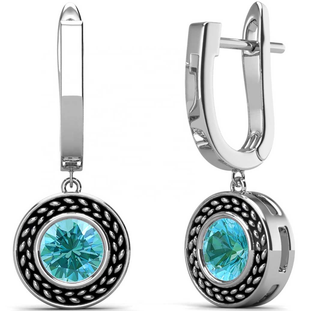 jewellery set silver aqua swarovski