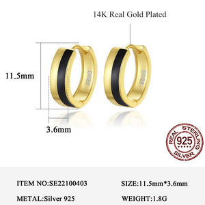 gold black huggie earrings size