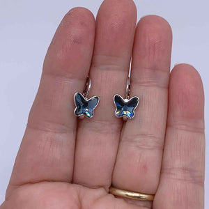 silver crystal blue butterfly earrings jewellery