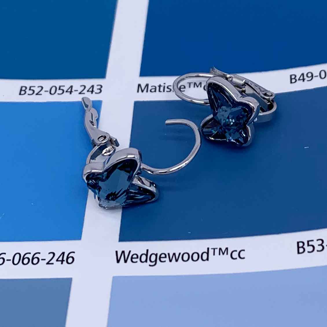 silver crystal blue butterfly earrings jewellery