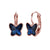 blue butterfly rose gold earrings