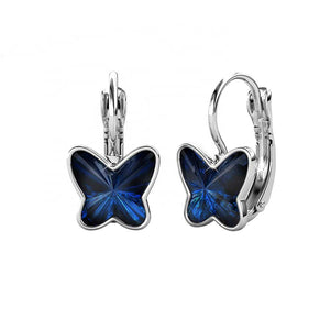 silver crystal blue butterfly earrings jewellery