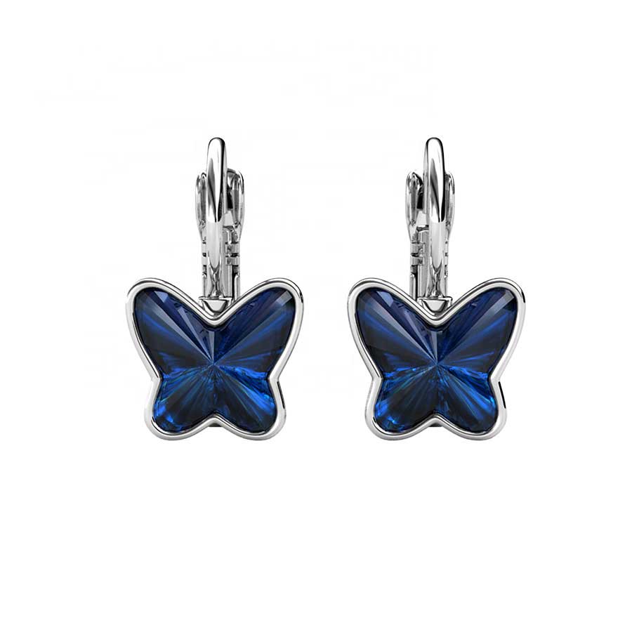 silver crystal blue butterfly earrings jewellery