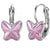 18K White Gold Crystal Butterfly Earrings "Vanessa" (Pink)