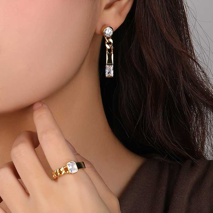 gold crystal drop earrings nz