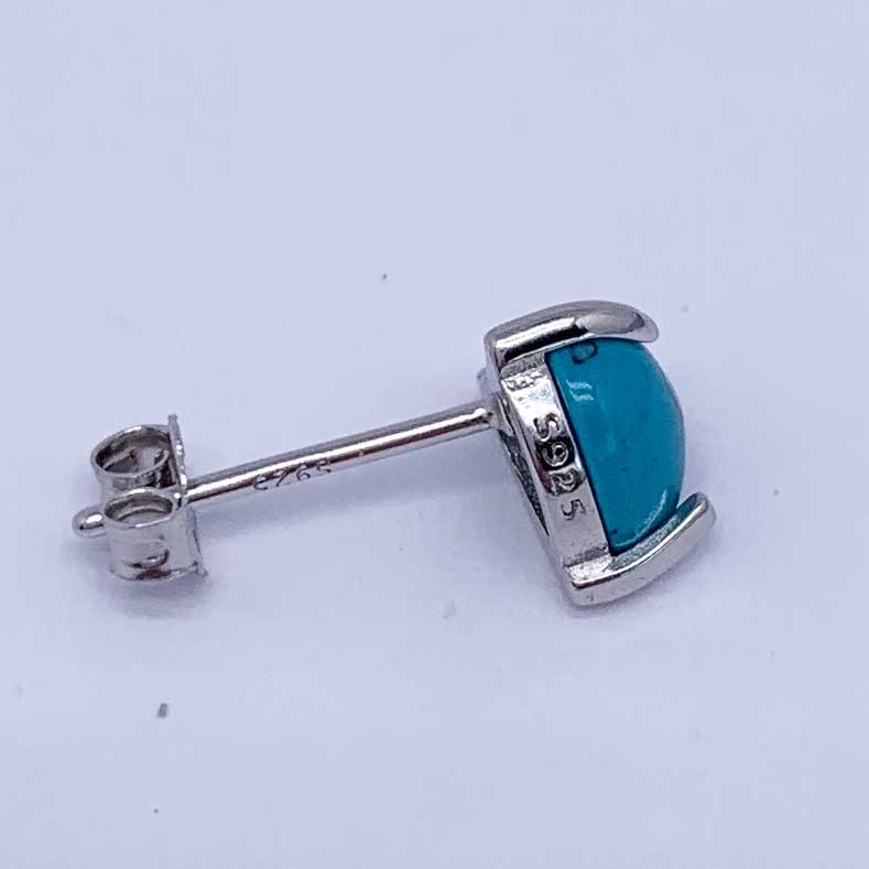 turquoise heart stud silver earrings