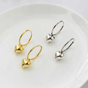 silver dangle heart earrings