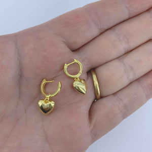 gold huggie heart earrings