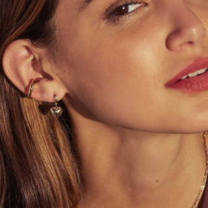 silver heart huggie earrings