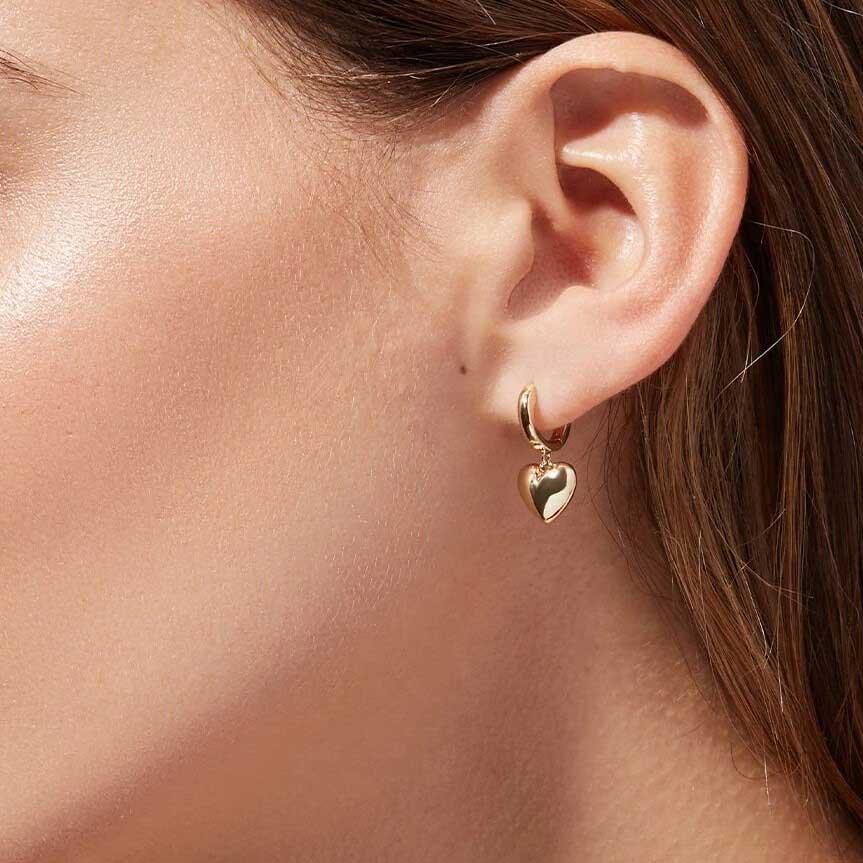 silver heart huggie earrings