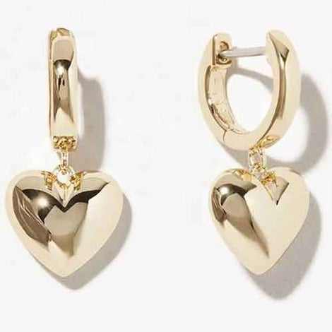 gold huggie heart earrings