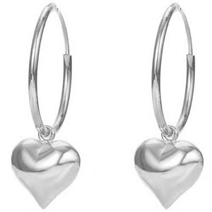 silver dangle heart earrings