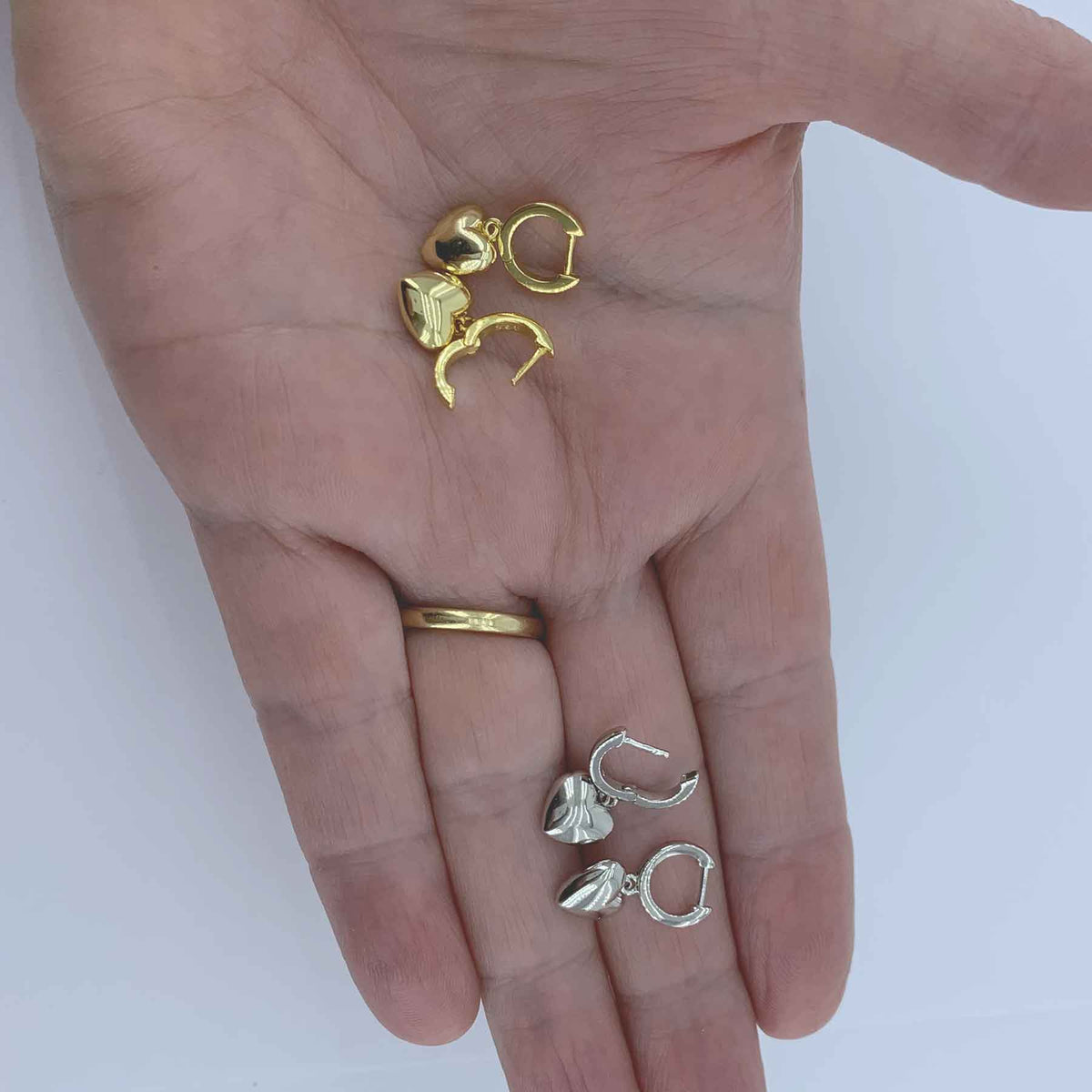 silver heart huggie earrings