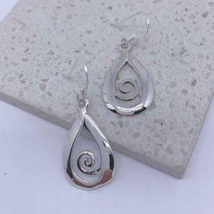 silver koru drop earrings maori