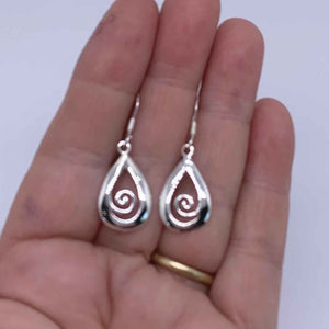 silver koru drop earrings jewellery
