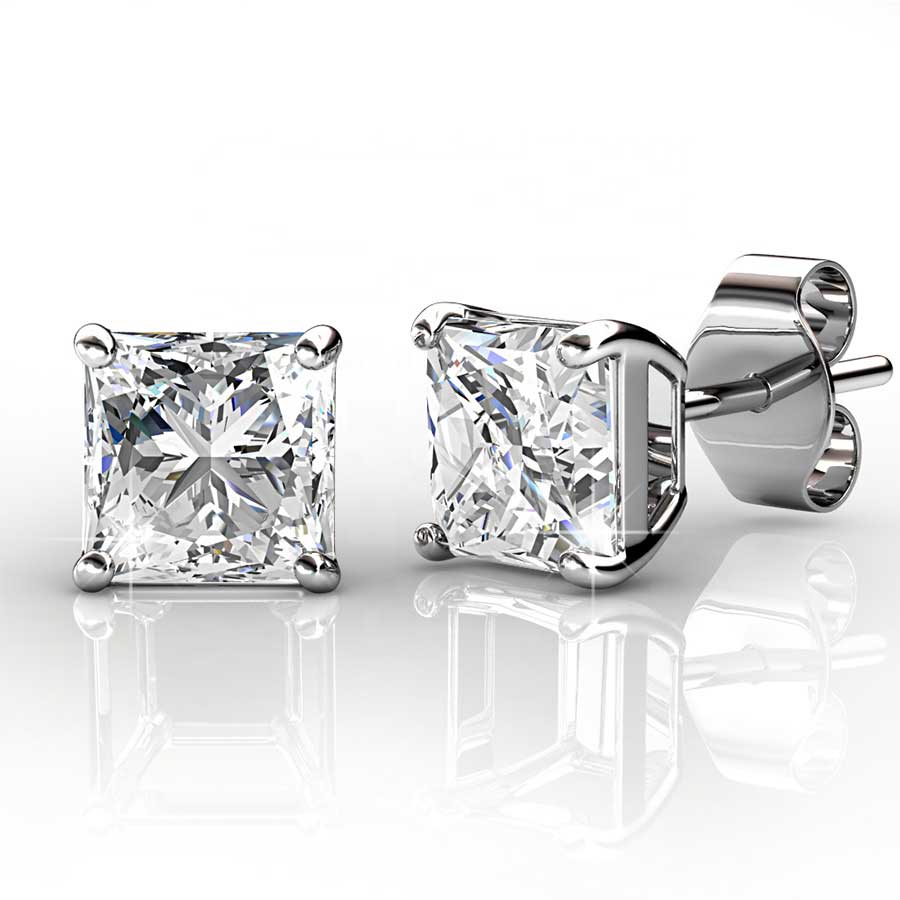 Square crystal online stud earrings