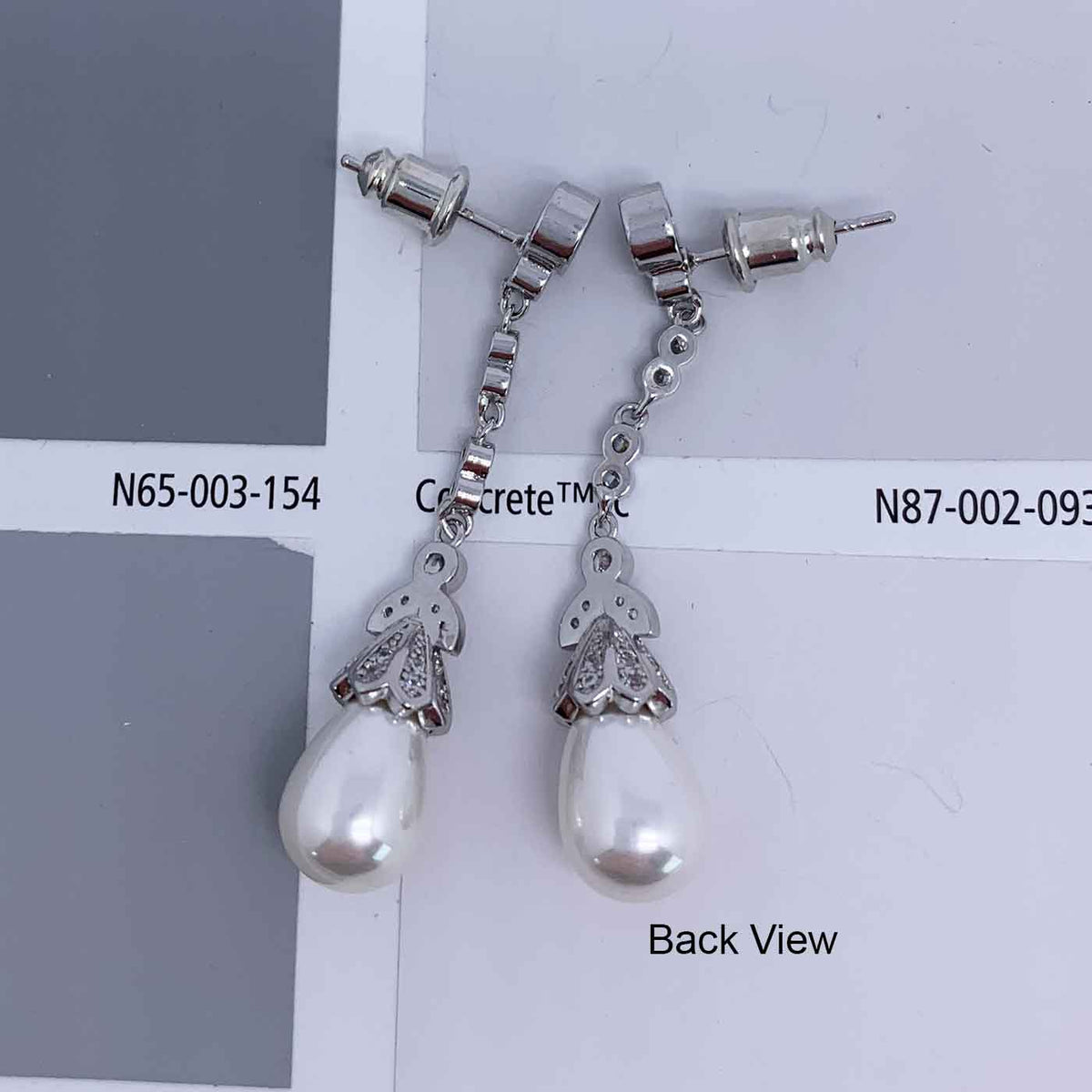 silver pearl drop chain earring