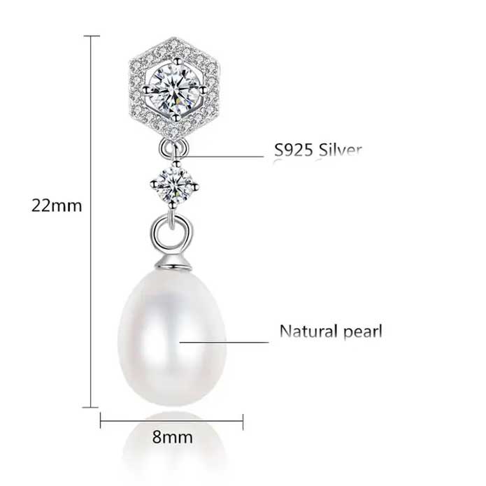 White Silver Pearl Drop Earring Bridal