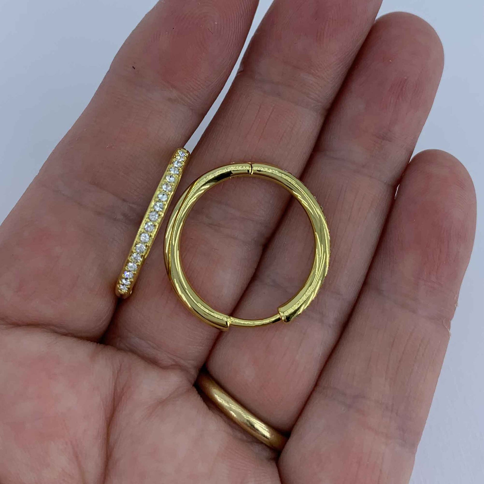gold hoop crystal earrings for women close