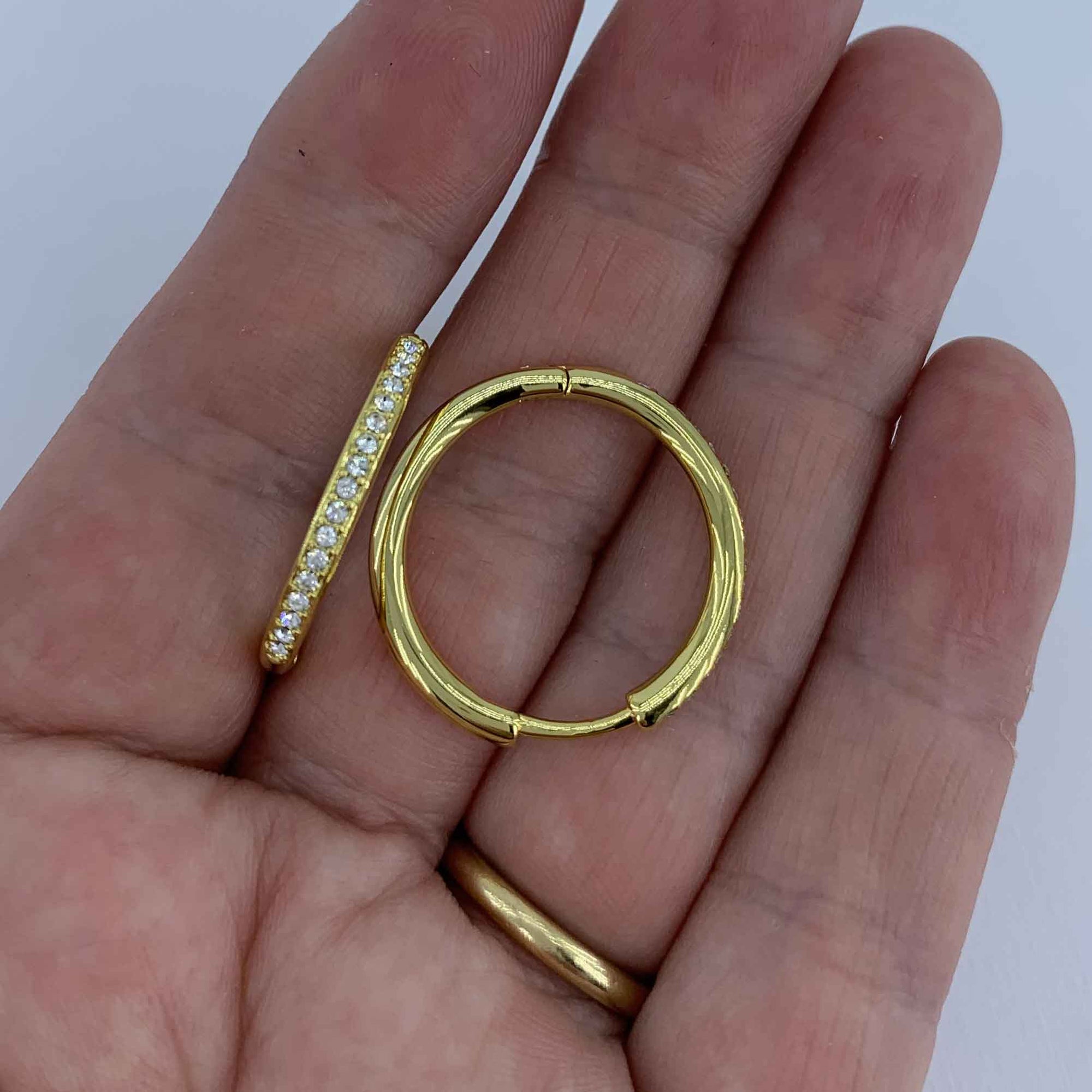 gold hoop crystal earrings for women close