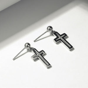 Silver cross earrings simple and classic "Magdeline"