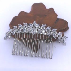 silver bridal hair comb cz diamonds