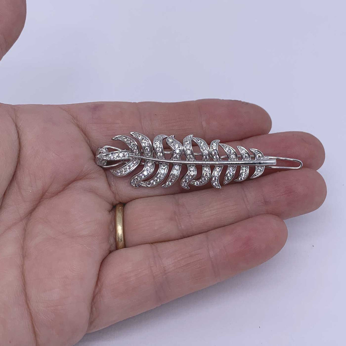 Hair Clip Crystal Feather hand